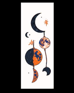 Cute Child Art depicting the Moon in different Phases and Different Styles - Set of 3 Bookmarks 3d model