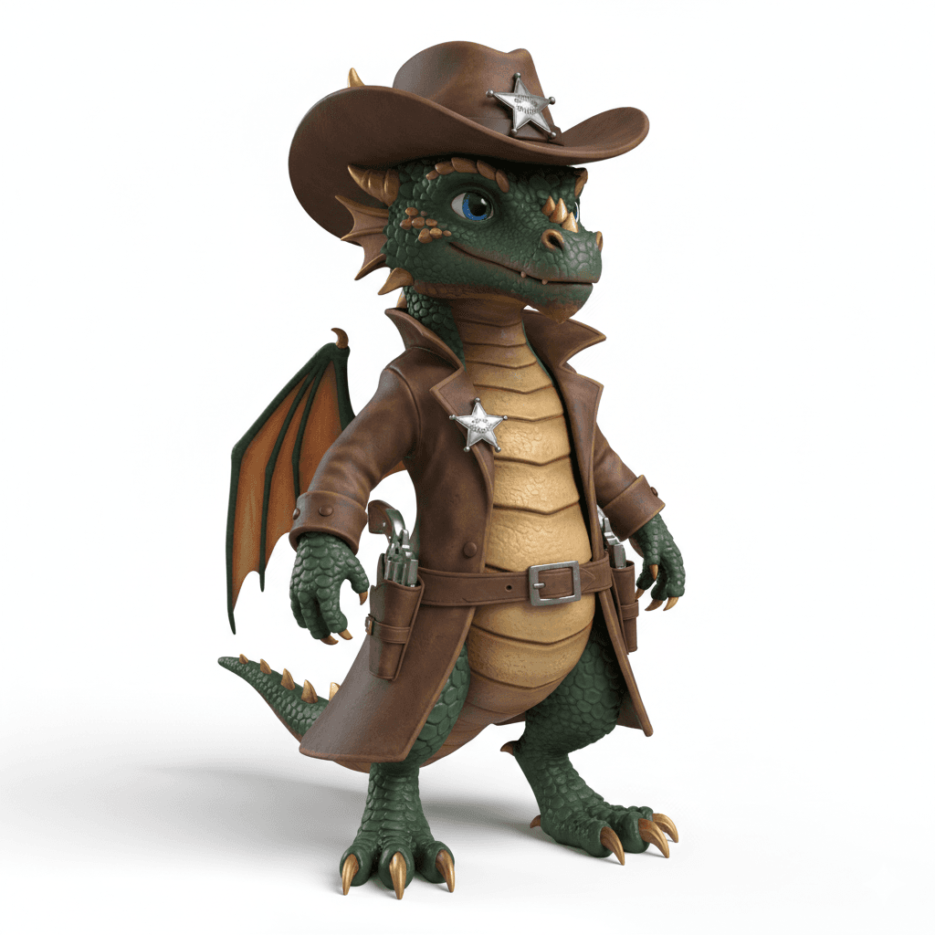 Cute Dragon : Young Sheriff Dragon Fantasy Creature 3d model