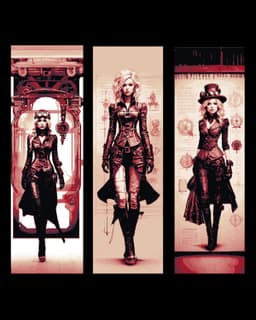 Sketches of Steampunk designs and the dress of the Adventurer - Set of bookmark 3d model
