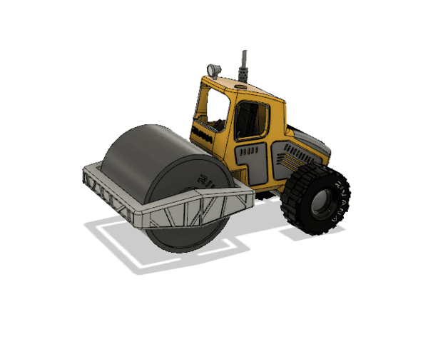 Yellow Road Roller Modern with Movements 3d model