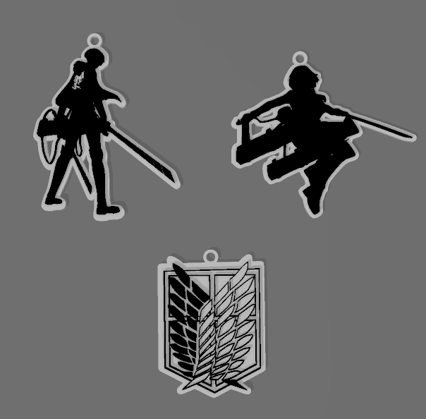 SHINGEKI NO KYOJIN KEYCHAIN COMBO 3d model