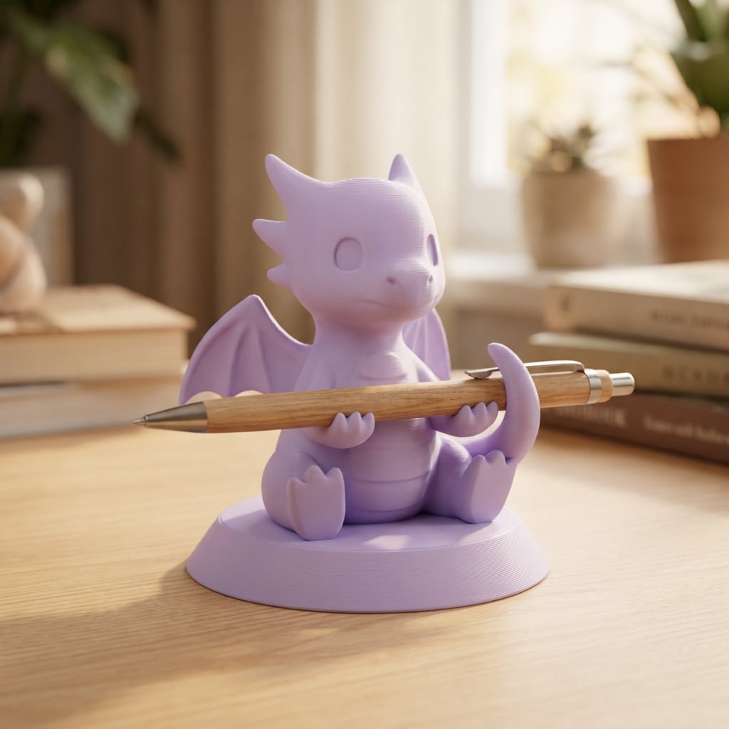 Cute Chibi Baby Dragon Figurine - Support-Free Desktop Companion 3d model