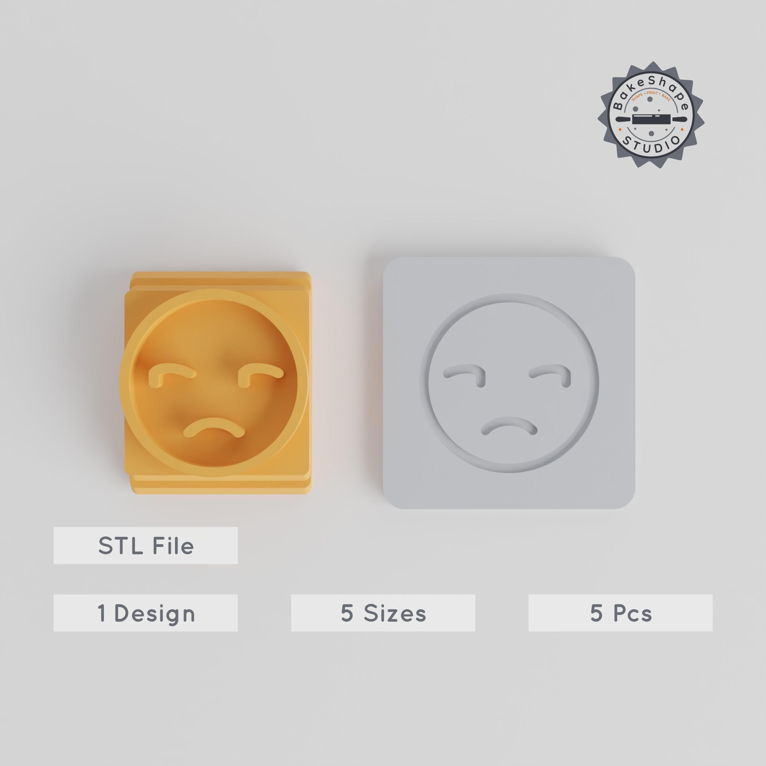 Unamused Face Stamp Tile Set, 5 Sizes, Clay & Cookie Design, Emoji Smiley for Soft Materials PRODUCT_2505 3d model