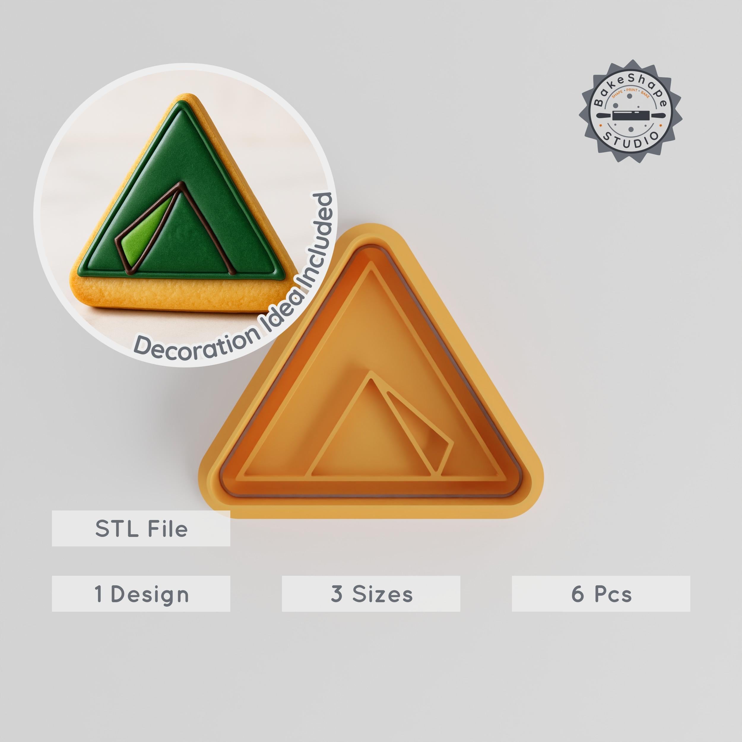 Tent Cookie Cutter & Stamp Set, Adventure & Camping Shelter, 6 Pc, Fondant & Cookies, S/M/L Sizes PRODUCT_526 3d model