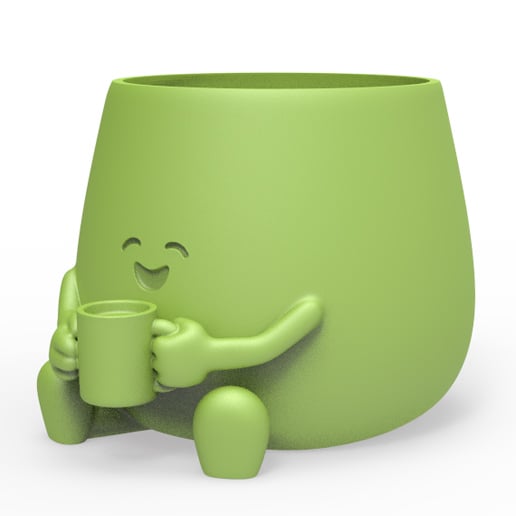 HAPPY FACE COFFEE CUP PLANTER POT 3d model
