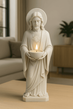Sacred Heart Jesus Candle Holder STL 3d model