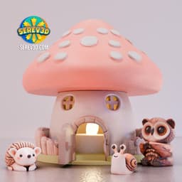 Mushroom House - Modular Fairy Cottage Display - No Supports 3D Print STL/3MF 3d model