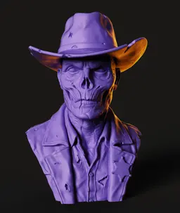 Zombie Sheriff Bust STL | Horror Decor 3D Print | Detailed 3d model