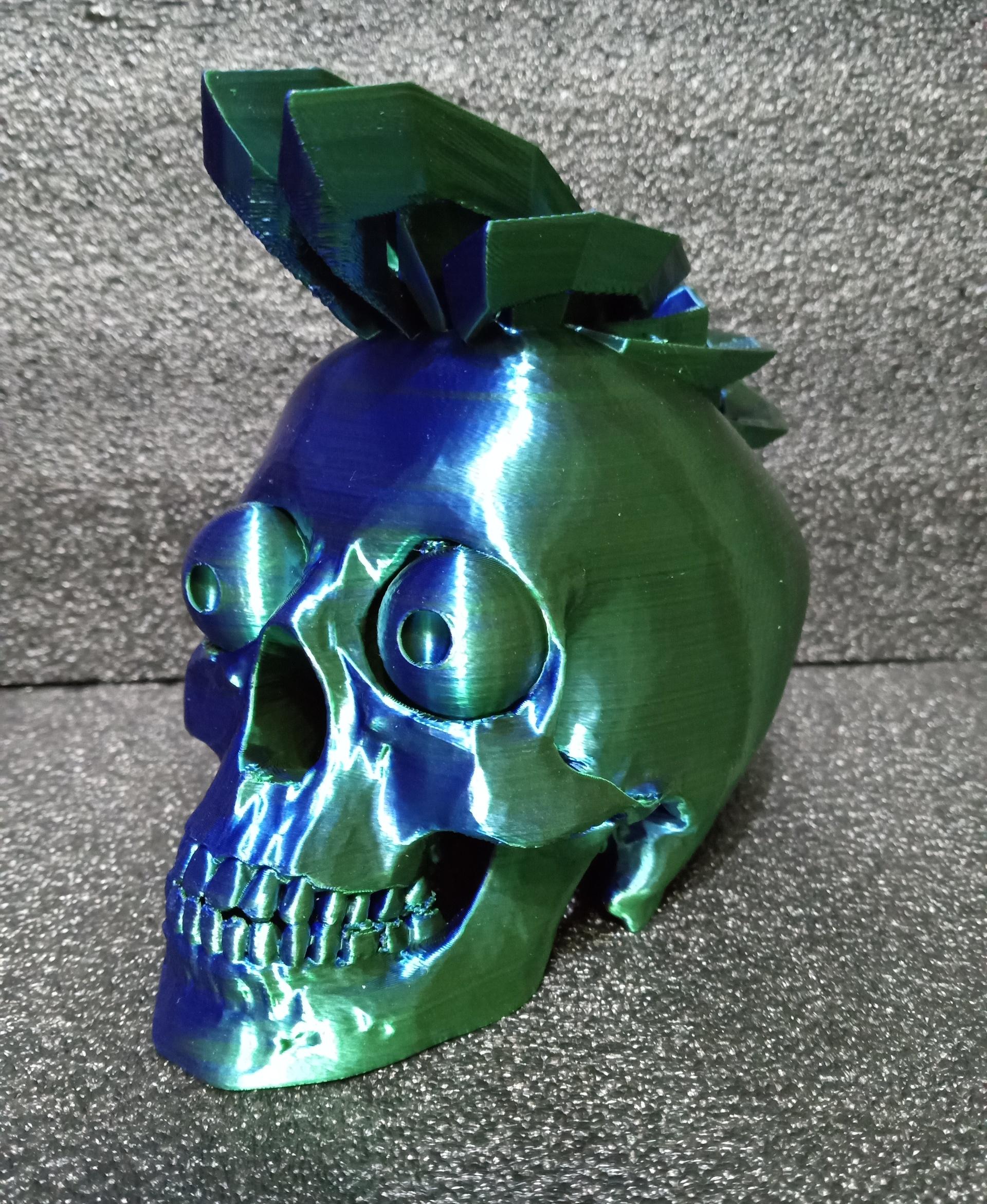 See you skull.stl - matterhackers silk blue/green - 3d model