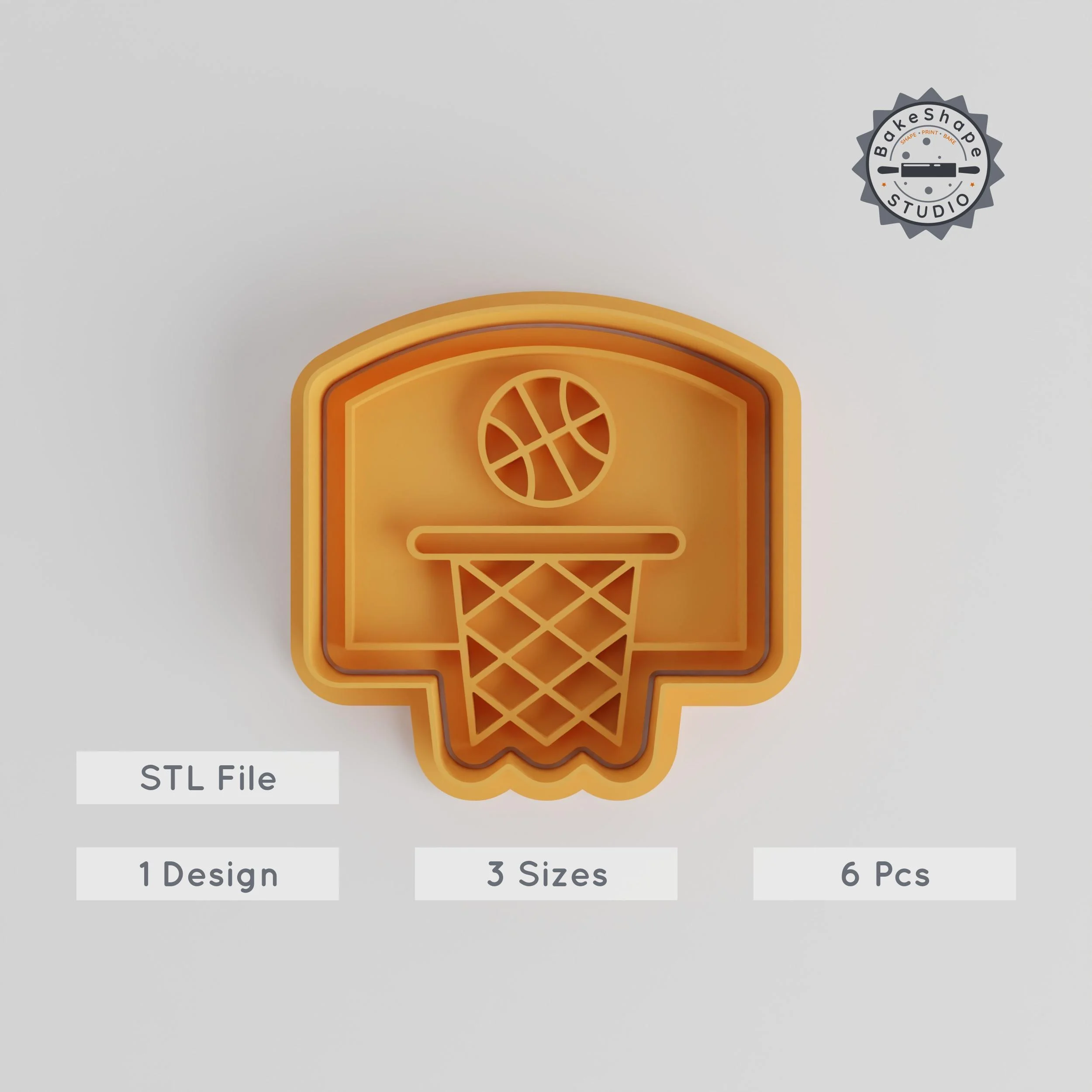 Basketball Shape Cutter & Stamp Set, Perfect for Cookies & Fondant, 3 Sizes Small to Large, Ideal for Gym, Team, School, Sport Themes PRODUCT_2904 3d model