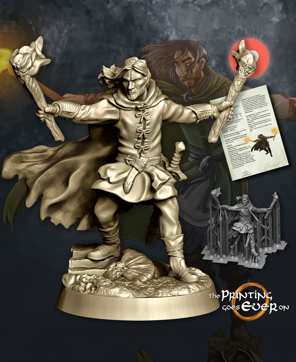 Aranglor - Ranger with flaming torches 3d model
