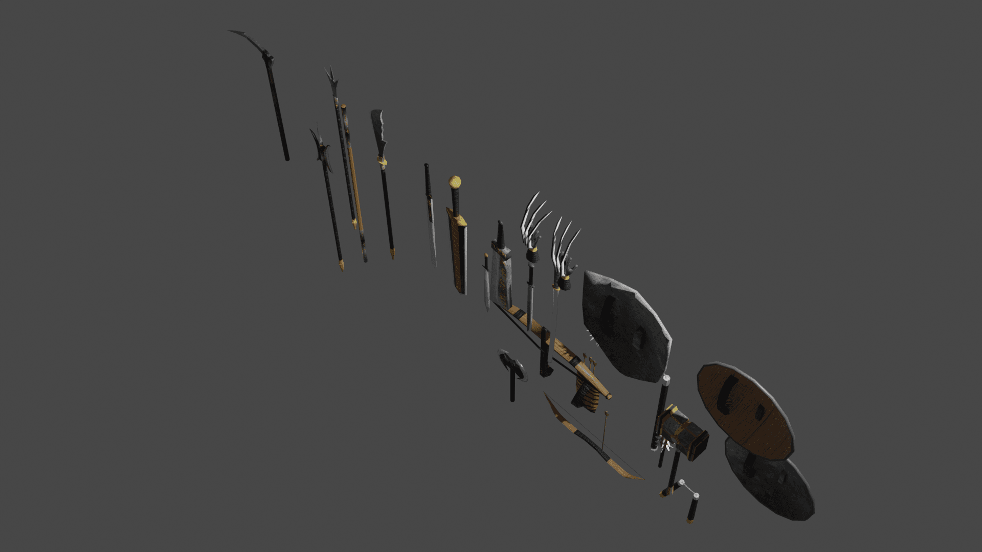LOWPOLY MELEE PACK FOR GAME OR 3D PRINT 3d model