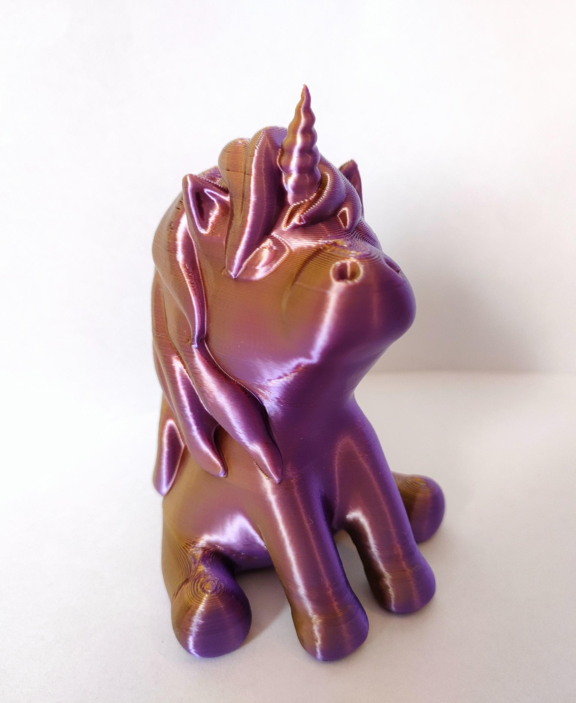 Cute Unicorn (No supports) - Printed in Polymaker PolyLite™ Dual Silk PLA , color: Sovereign (Silk Gold / Silk Purple)

Printed without supports with Elegoo Neptune 4 - 3d model