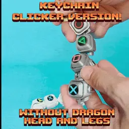 Videogame Controller Dragon - Flexi Clicker Button Creature with Keychain Version STL/3MF 3d model