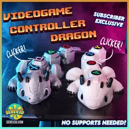 Videogame Controller Dragon - Flexi Clicker Button Creature with Keychain Version STL/3MF 3d model