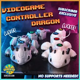 Videogame Controller Dragon - Flexi Clicker Button Creature with Keychain Version STL/3MF 3d model