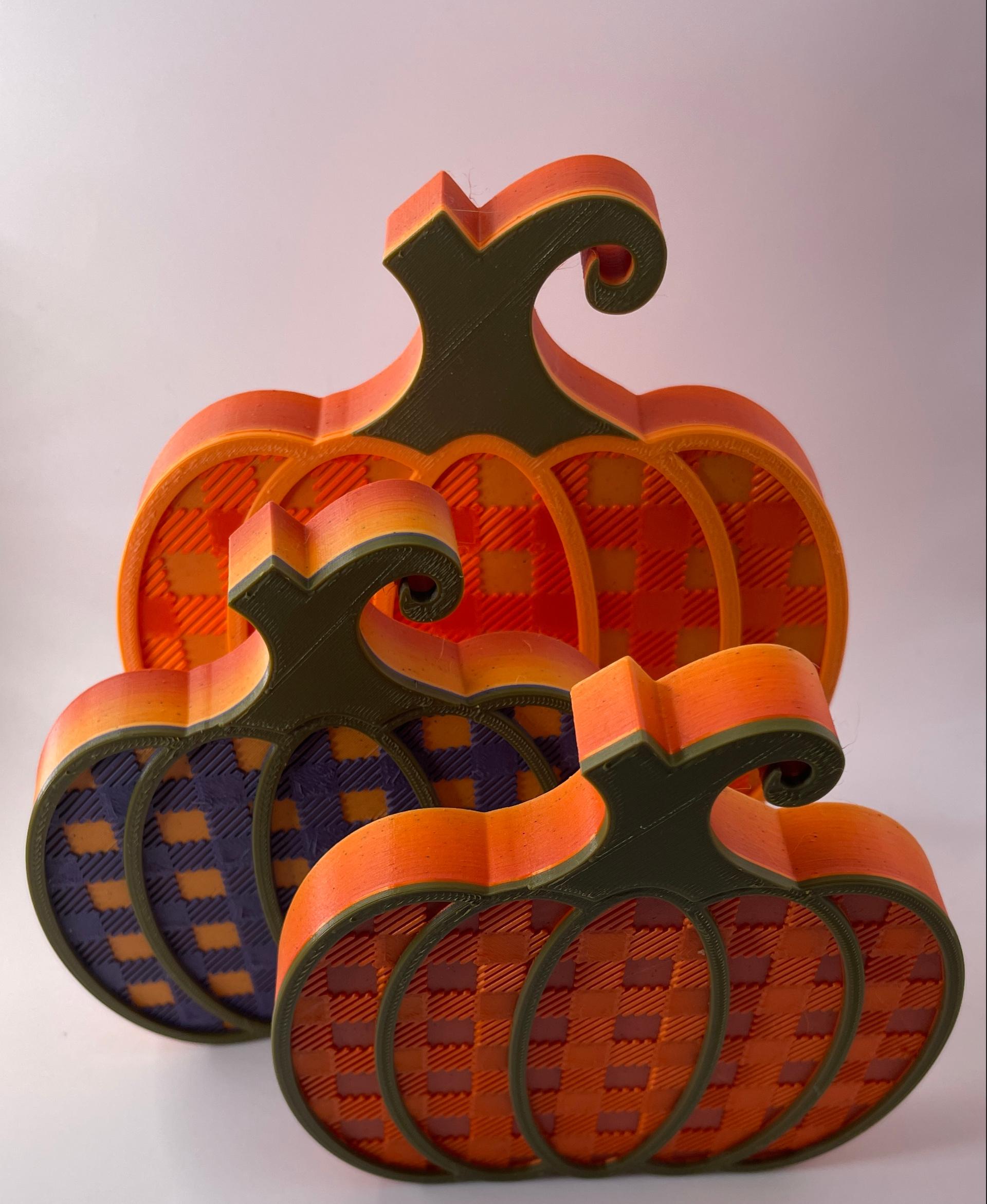 Gingham Pattern Fall Pumpkin Decorations 3d model