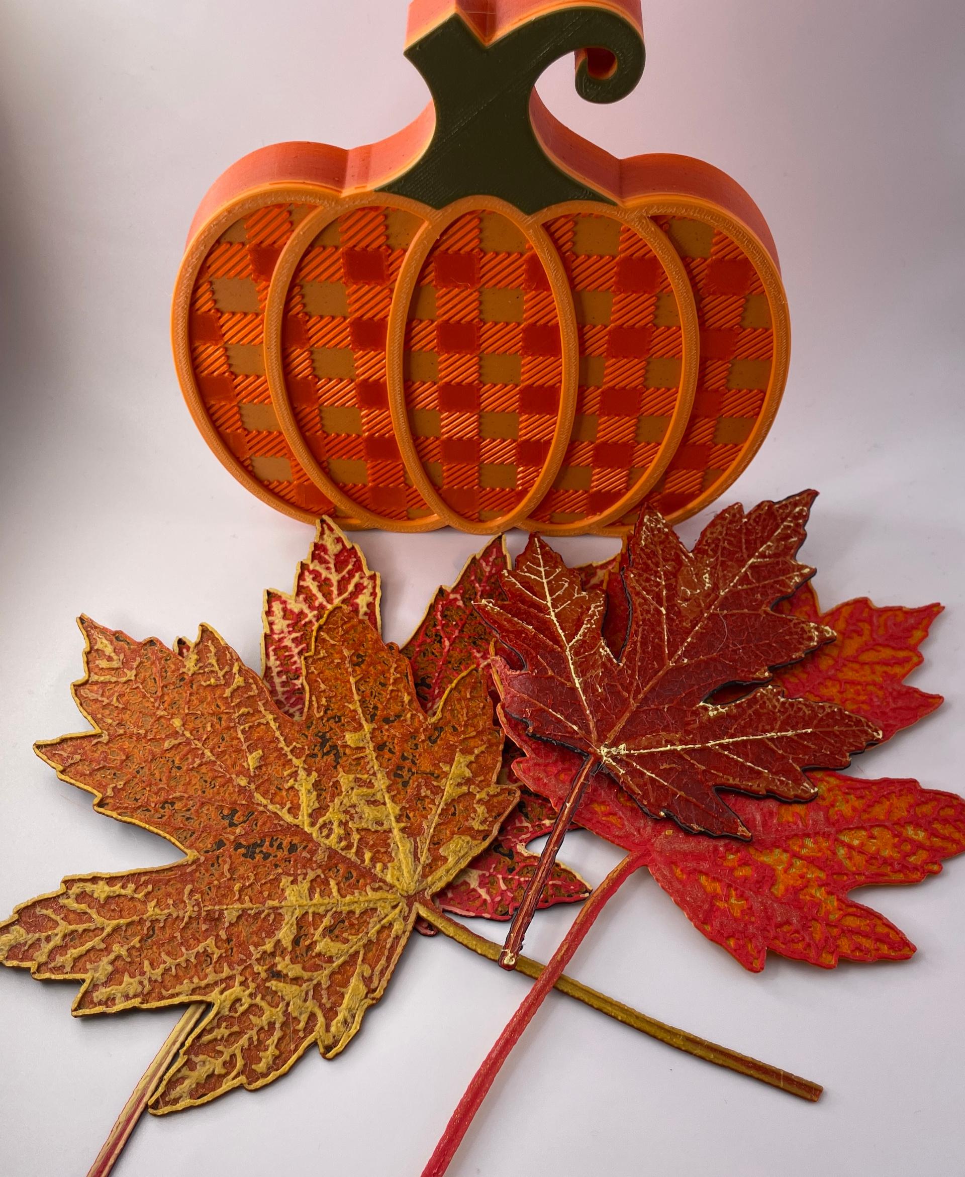 Gingham Pattern Fall Pumpkin Decorations - Polymaker Polyterra Pumpkin Patch is perfect! - 3d model