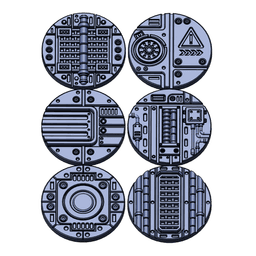 3D Printable Sci-Fi Grated Floor Base Toppers – 32mm Round Bases 3d model