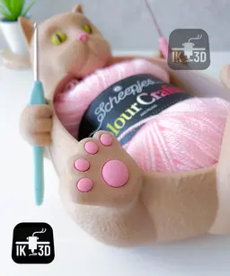 Cat Yarn Bowl / Multiparts or Multicolor / Easy Print 3d model