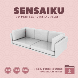 Miniature Replica 29. STOCKHOLM 2025 Sofa for Miniature Dollhouse - IKEA - 3D Print Instant Download 3d model