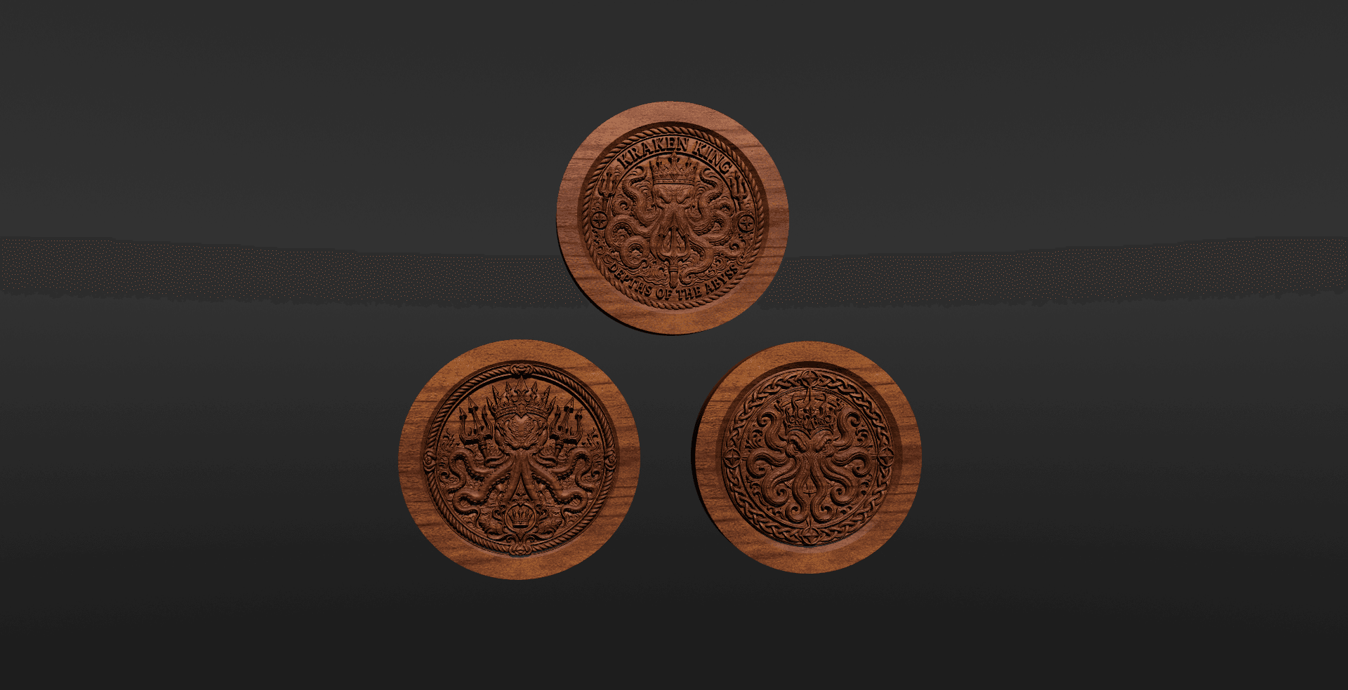 Kraken Coin Box Collection - 3 Lid Designs 3d model