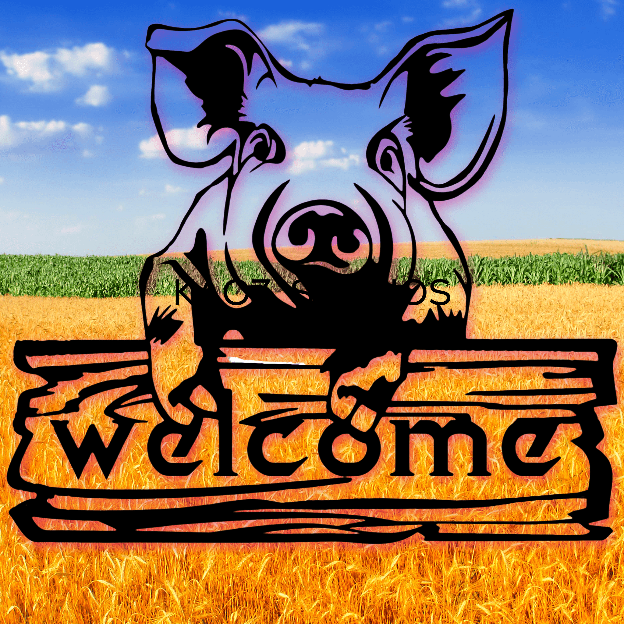 welcome piggy wall art farmhouse sign wall decor pig decoration 3d model