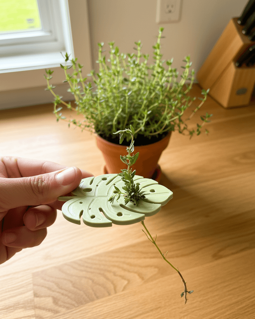 Stemmer – Monstera Leaf Herb Stripper Tool | 3D Printable Kitchen Gadget 3d model