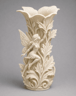 Ivory Fairy Leaf Sculptural Vase 3d model