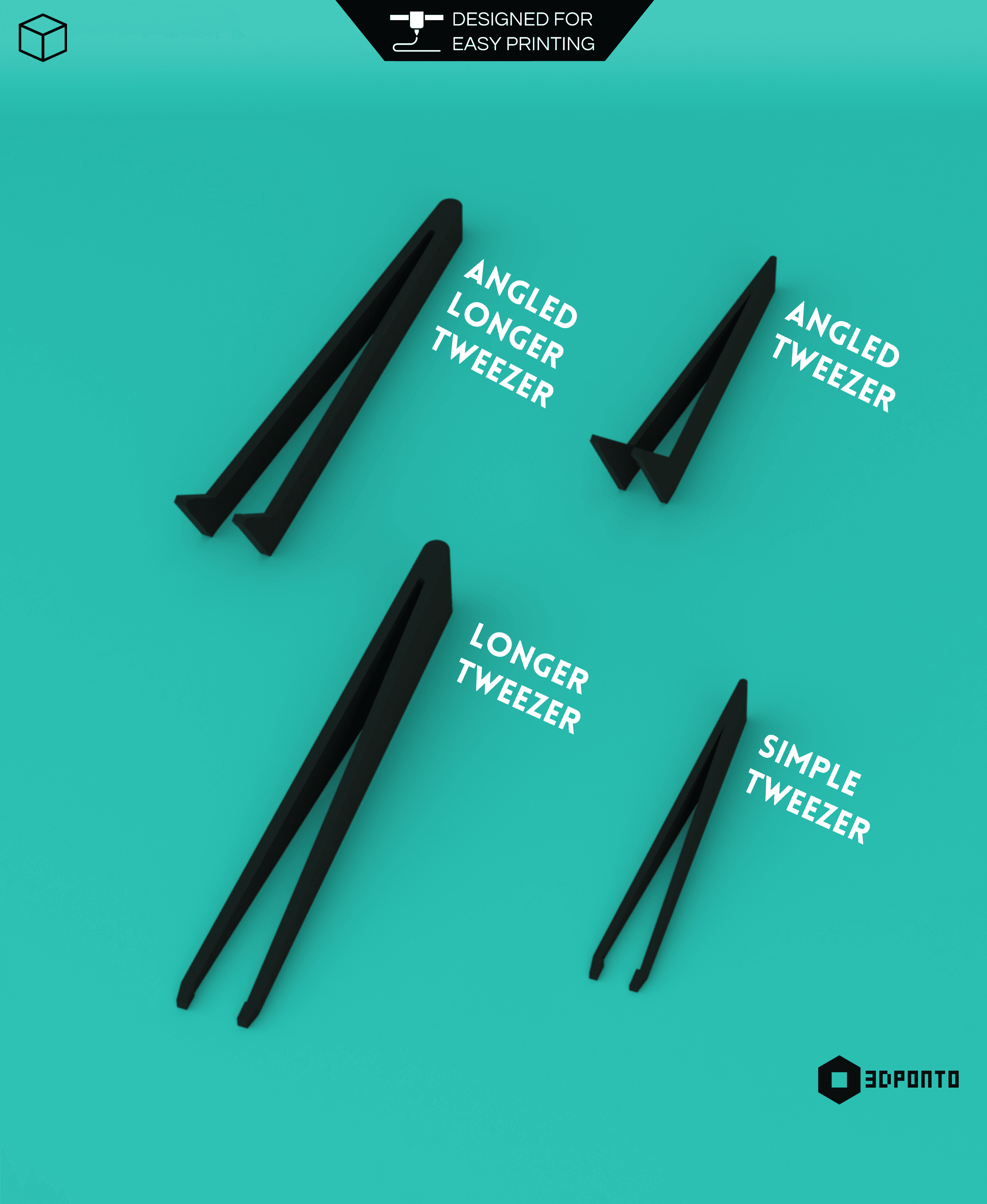 Tweezers 4-Piece Set 3d model