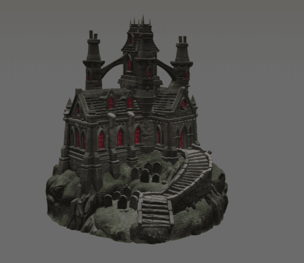 Shadowspire Gothic Manor STL File for 3D Print 3d model