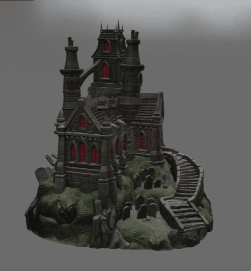 Shadowspire Gothic Manor STL File for 3D Print 3d model