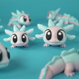Axolotl - Flexi Articulated and Print in Place Keychain 3d model