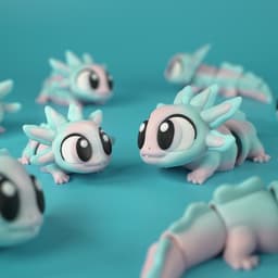 Axolotl - Flexi Articulated and Print in Place Keychain 3d model