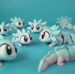 Axolotl - Flexi Articulated and Print in Place Keychain 3d model