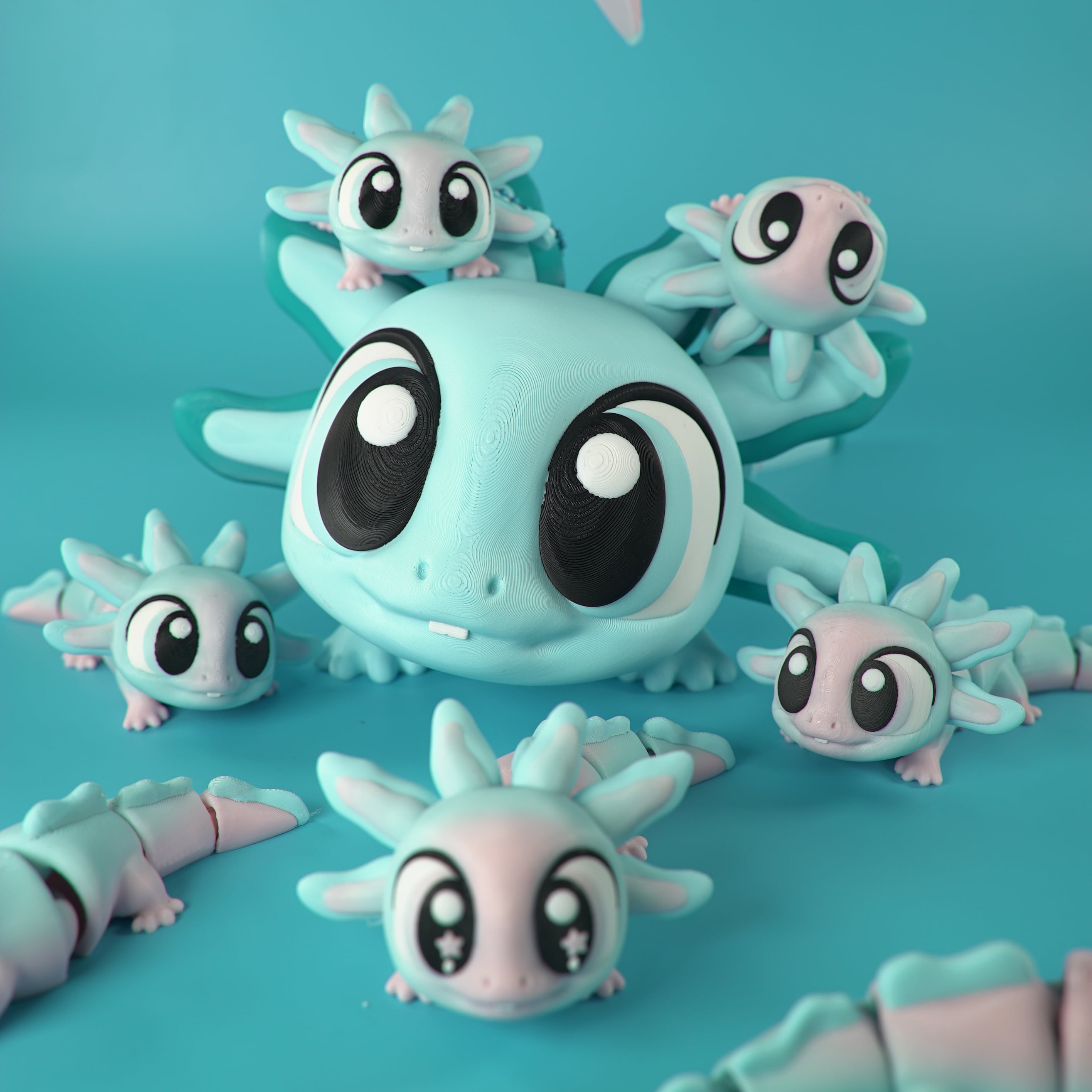 Axolotl - Flexi Articulated and Print in Place Keychain 3d model