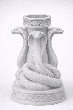 Triple Cobra Tealight Holder STL – Dark Snake Candle Decor 3d model
