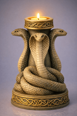 Triple Cobra Tealight Holder STL – Dark Snake Candle Decor 3d model