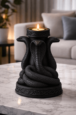 Triple Cobra Tealight Holder STL – Dark Snake Candle Decor 3d model