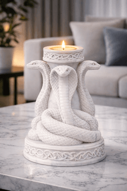 Triple Cobra Tealight Holder STL – Dark Snake Candle Decor 3d model