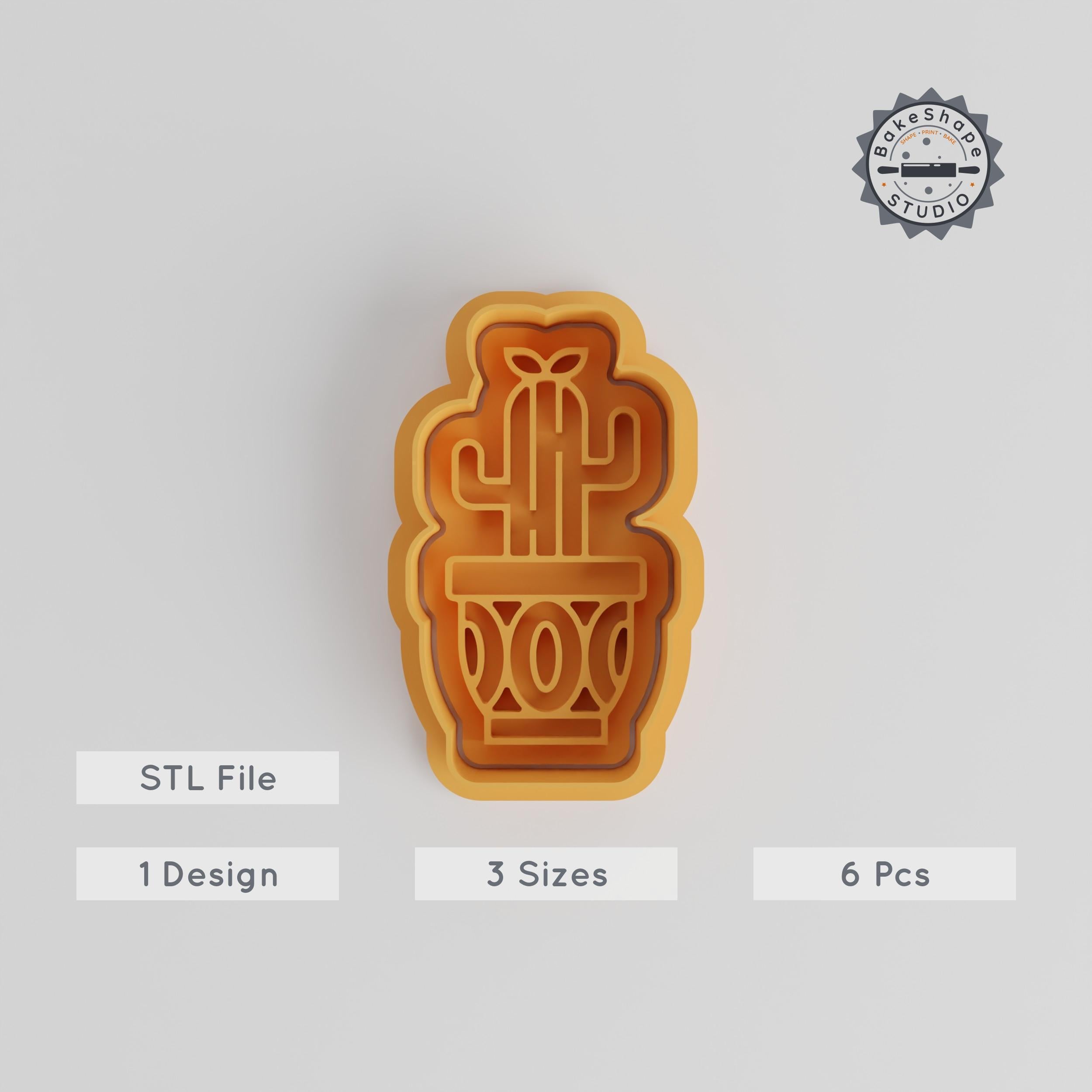 Cactus Shape Cutter & Stamp Set, Perfect for Cookies & Fondant, Includes 6 Pieces, Small Medium Large Sizes, Bohemian Desert Theme PRODUCT_4373 3d model
