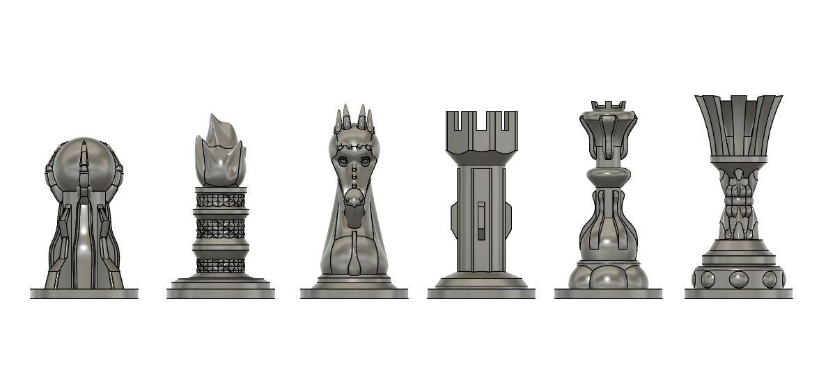 DFD Fantasy Chess Pieces 3d model