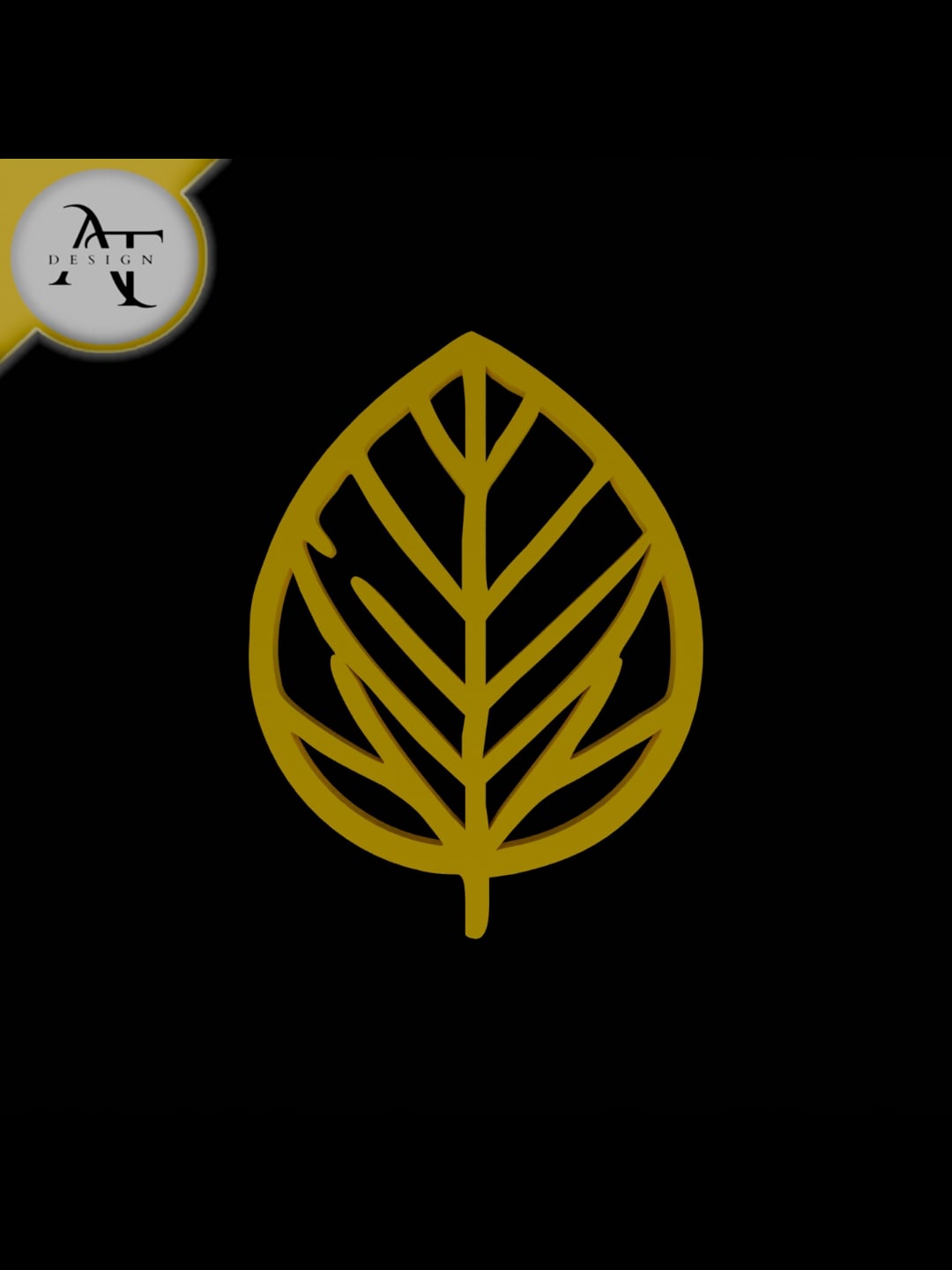 Simple Leaf Symbol - 2D Art 3d model