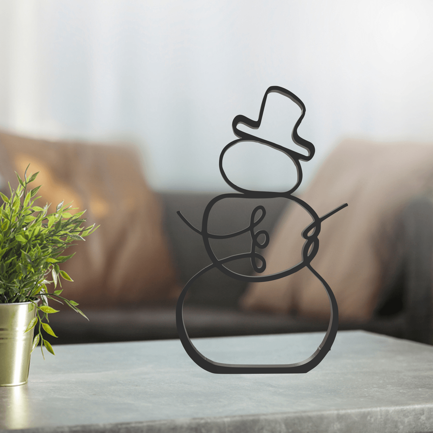 Snowman Line Art, Minimalist, Modern 3d model