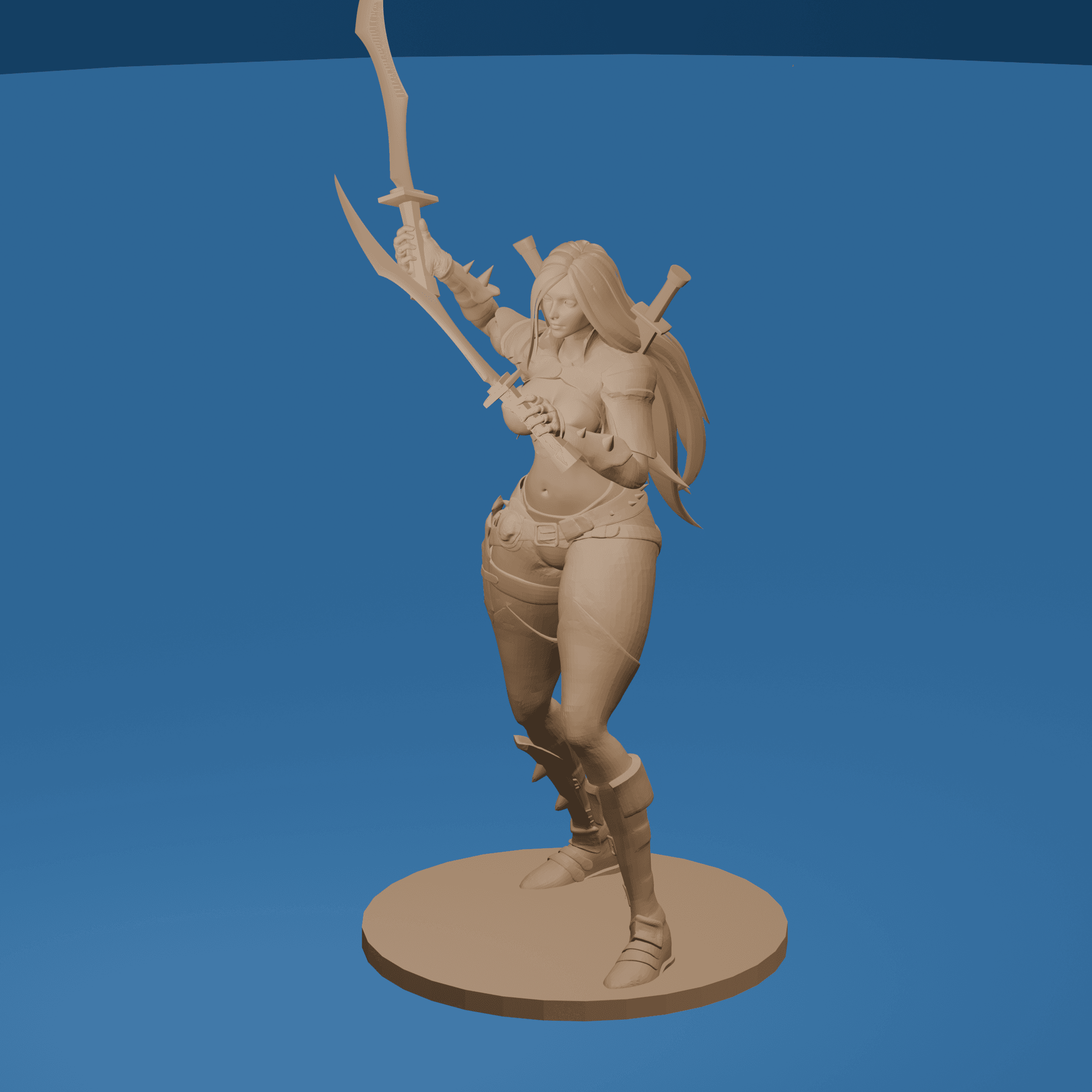 Dual-Blade Warrior Woman in Battle Stance Havok v2 3d model