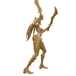 Dual-Blade Warrior Woman in Battle Stance Havok v2 3d model