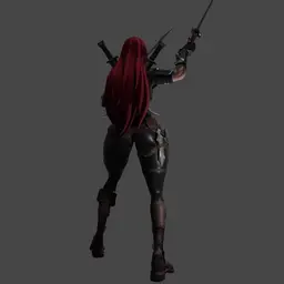 Dual-Blade Warrior Woman in Battle Stance Havok v2 3d model