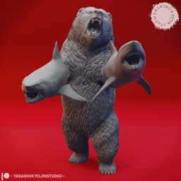 Sharkenbear - Tabletop Miniature (Pre-Supported) 3d model