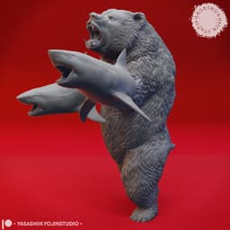 Sharkenbear - Tabletop Miniature (Pre-Supported) 3d model