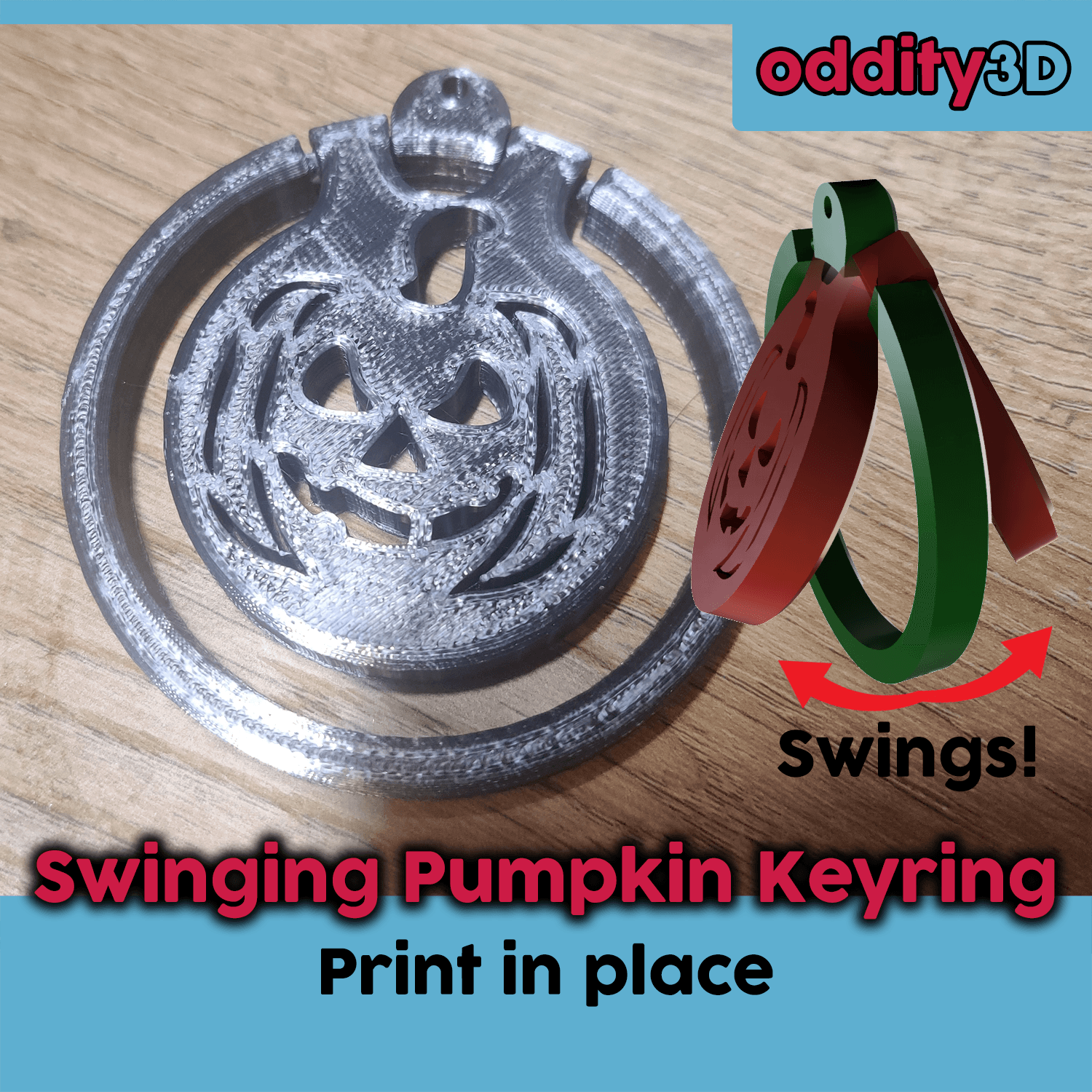 Halloween Swinging Pumpkin Keyring 3d model